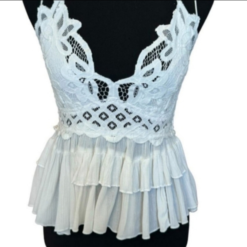 Free People Adella Cami White Lace V-Neck Sleeveless Camisole XS NWT - Picture 11 of 16